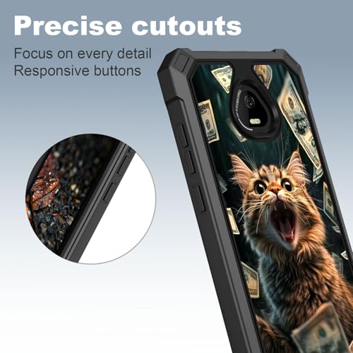 for Schok Volt Sv67q Sv67332 Case with Screen Protector, Military Grade Drop Protection, Dual Layer Hybrid Shockproof Protection TPU Phone Case for Schok Volt Sv67q, Excited Cat - color: Excited Cat