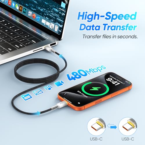 15FT Super Long USB C Cable, 60W Fast Charging, 480Mbps Data, Grey Braided - color: Grey Gradient, size: 15FT