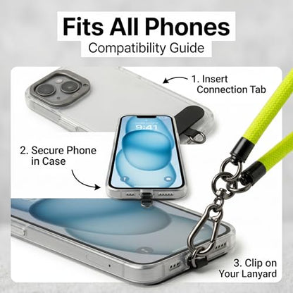 Phone Lanyard Wrist Strap Soft Rope Phone Strap Wrist Lanyard Heavy Duty - color: Fluorescent Yellow