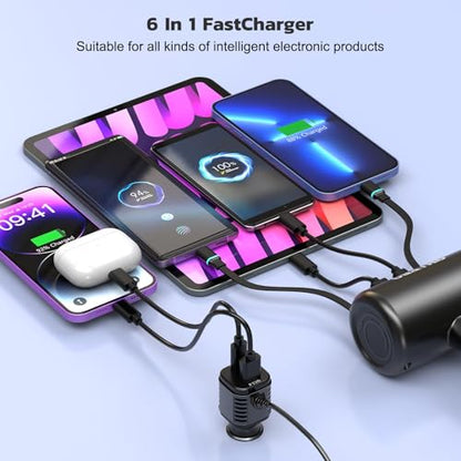 OHLPRO Multi Car Retractable Backseat 4 in 1 Car Charging Station Box Compatible with All Phones | iPhone | Samsung | Uber Taxi Lyft Turo Ride Share Customer Charging Dock Attach to Headrest - size: 39.3in Charging Station