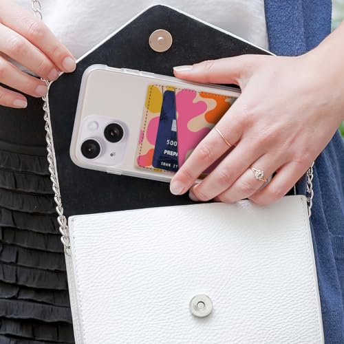 Cute Pink Shape Leather Phone Card Holder, Dual Pocket, Compatible with Most Phones