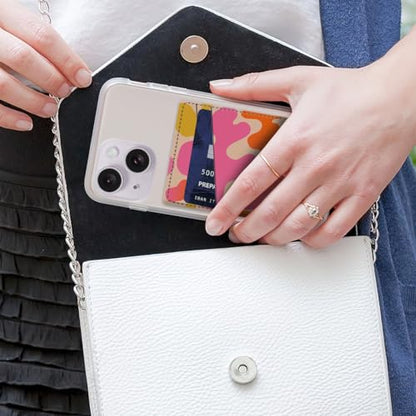 Cute Pink Shape Leather Phone Card Holder, Dual Pocket, Compatible with Most Phones