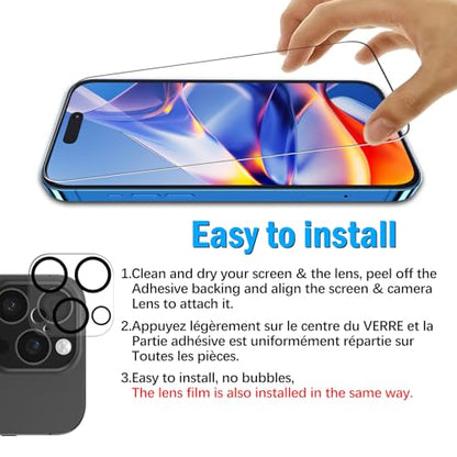 Slanku for iPhone 16 Pro Max Screen Protector Tempered Glass Camera Lens