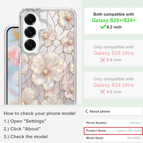 for Samsung Galaxy S24+/S25+ Magnetic Case【Compatible with MagSafe】 Aesthetic Oil Painting Stained Glass Flower Design, Slim Fit Hard PC Back Shockproof Cute Clear Phone Cover, Light Pink - color: Light Pink, size: Galaxy S25+/S24+