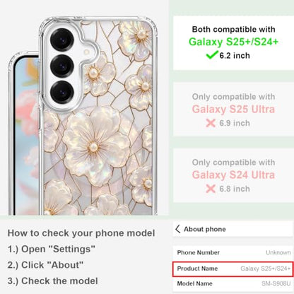 for Samsung Galaxy S24+/S25+ Magnetic Case【Compatible with MagSafe】 Aesthetic Oil Painting Stained Glass Flower Design, Slim Fit Hard PC Back Shockproof Cute Clear Phone Cover, Light Pink - color: Light Pink, size: Galaxy S25+/S24+