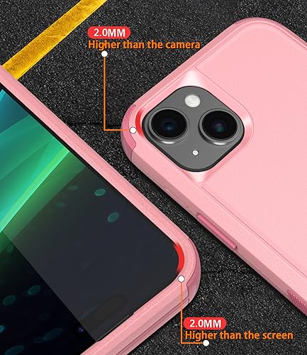 Diverbox for iPhone 15 Pro Case [Shockproof] [Dropproof] [Tempered Glass Screen Protector ],Heavy Duty Protection Phone Case Cover for Apple iPhone 15 Pro 6.1 inch (Pink) - color: Pink