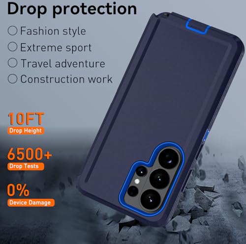 FOR Samsung Galaxy S26 ultra case, S26 ultra Heavy Duty case,with A Tempered Glass Screen Protector, [Military Grade Protective ] [Shockproof] [Dropproof] [Dust-Proof] (with Belt Clip-Dark Blue) - color: with Belt Clip-Dark Blue