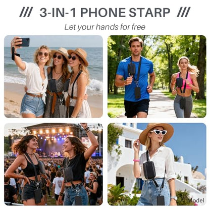 Clip and Go Strap for Phone with Wallet Crossbody - color: Black, size: Large