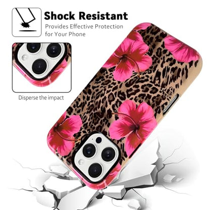 Lovmooful for iPhone 16 Pro Case Cute Flower Leopard-Hibiscus | Compatible for iPhone 16 Pro Case,Aesthetic,Hibiscus,Floral,2 in 1,for Women Girls,Soft TPU+PC,Shockproof,Protective - size: iPhone 16 Pro