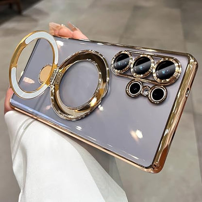 LXK Magnetic for Samsung Galaxy S26 Ultra Case with Stand, Compatible with MagSafe, with Camera Protector, Clear Luxury Military-Grade Drop Protection iPhone Case for Galaxy S26 Ultra 6.9" Gold - color: Gold
