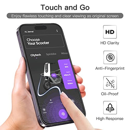 JETech Full-Coverage Screen Protector for iPhone 14 Pro, 3-Pack | Black Edge Tempered Glass, Easy Installation Tool, HD Clear, Case-Friendly - size: iPhone 14 Pro