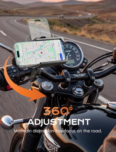 Motorcycle Phone Mount,[1s Auto Lock & Vibration Dampener]Anti-Shake Handlebar Cell Phone Clamp,360° Rotation Bike Phone Holder for iPhone 17 16 Pro Max, Samsung Galaxy S25 Ultra, 4.7-7.2" Smartphones - style: Airbag Shock