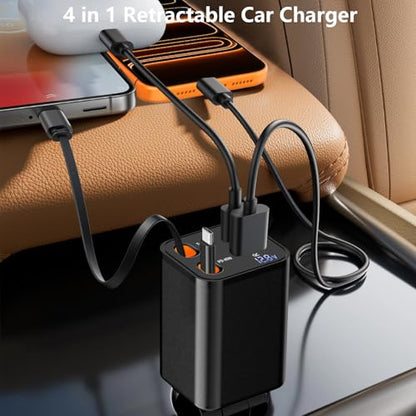 Apple MFi Certified Retractable Car Charger, 120W PD/QC USB C Car Charger - color: Bronze Black