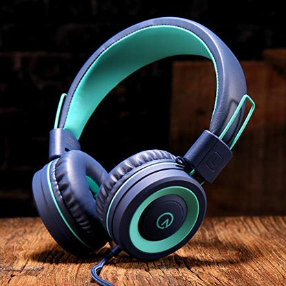 noot products K11 Kids Headphones with Wired Cord 3.5mm Jack Navy/Teal - color: Navy/Teal
