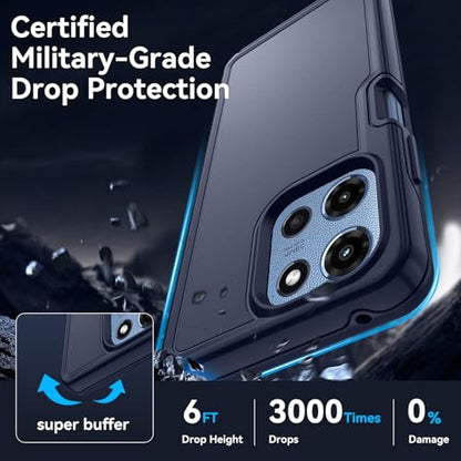 for Motorola Moto G 5G 2025/2026 Case with HD Screen Protector, Moto G Play 2026 Heavy Duty Shockproof Military Grade Full Body Protection Phone Cover (Dk Blue) - color: Dk Blue