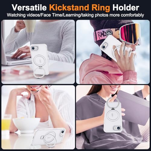 SKYLMW Compatible with iPhone 16e/17e Case with Stand,Translucent | iPhone 16e Case iPhone 17e Case 6.1",Magnetic Ring Stand,Compatible with MagSafe,Military-Grade Protection,Great Grip Feeling - color: Translucent, size: Iphone 16e & Iphone 17e