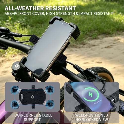 Bike Phone Mount & Holder, Motorcycle Phone Mount, Phone Holder for Bike, Ebike Phone Holder, 360° Rotatable, Quick Release, Anti-Shake, Fits 4.5"-7.2" for Bicycle, Scooter