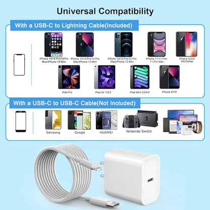 Extra Long 10FT Apple Fast Charger,Fast iPhone Charger Travel Plug Adapter - size: 10Feet