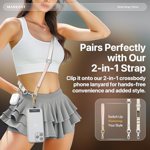 MAGEASY Universal Phone Wrist Strap with Built-in Keychain & Phone Tether Tab - color: Starlight