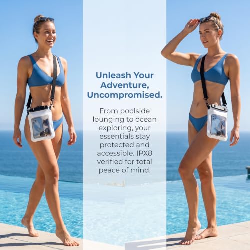 Waterproof Phone Pouch 2.6L Large Capacity Dry Bag with Sensitive Touch Screen 3-Layer Seal Underwater Case for Beach Snorkeling Rafting-Beige - color: Beige