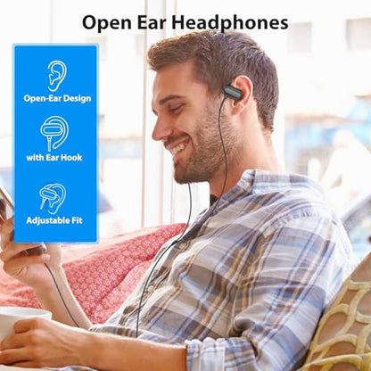 APETOO USB C Open-Ear Headphones with Earhook Mic & Volume Control Black - color: Black