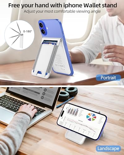 for Magsafe Wallet Works with Apple Find My, Leather Magnetic Phone Wallet - color: Ivory White
