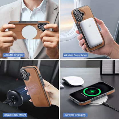 K2 2 in 1 Detachable Magnetic Phone Cases Compatible with iPhone 17 Case with Card Holder RFID Blocking, Compatible with Magsafe Wallet, Leather 6.3'' (Brown, iPhone 17) - color: Brown, size: iPhone 17