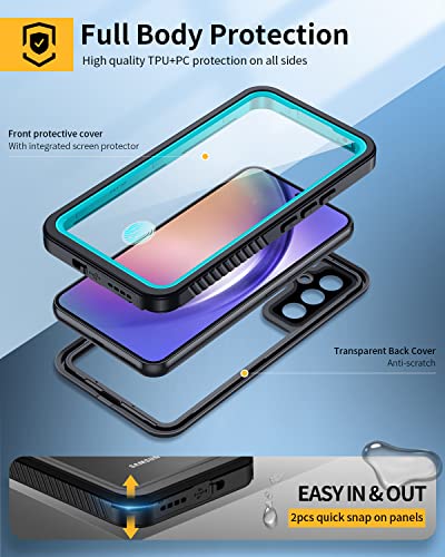 Lanhiem for Samsung A54 5G Case, Galaxy A54 5G Case, IP68 Waterproof Dustproof Cover with Screen Protector, Heavy Duty Full Body Protective Phone Case for Samsung Galaxy A54, Blue/Clear - color: Blue/Clear