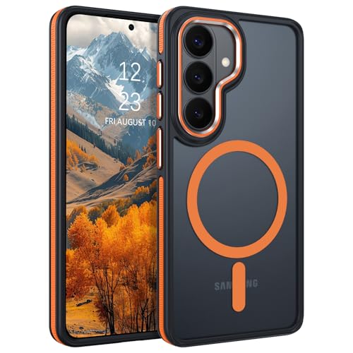 GUAGUA Magnetic for Samsung Galaxy S26 Plus Case, [Compatible with MagSafe][Military Grade Shockproof] Slim Translucent Matte Phone Case for Galaxy S26 Plus, Orange Bumper - color: Orange, size: for Samsung Galaxy S26 Plus