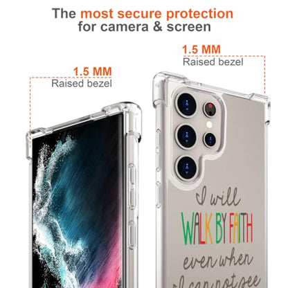 Hungo Galaxy S24 Ultra Case Christian Bible Verses Cute Clear Design, Girly for Women Girls Transparent Case Compatible with Samsung Galaxy S24 Ultra Religious Religion - color: Bible Verses