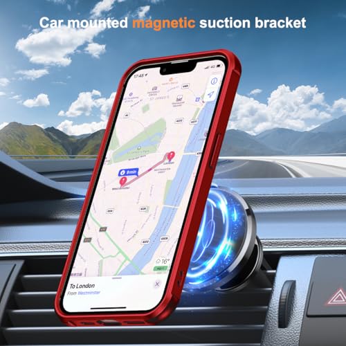 SKYLMW Compatible with iPhone 16e/17e Case with Stand,Red | iPhone 16e Case iPhone 17e Case 6.1",Magnetic Ring Stand,Compatible with MagSafe,Military-Grade Protection,Great Grip Feeling - color: Red, size: Iphone 16e & Iphone 17e