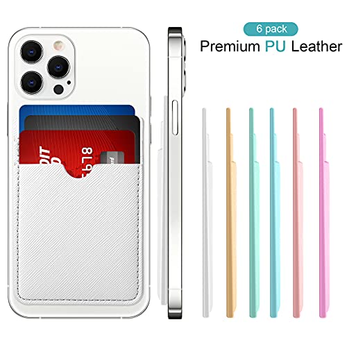 Weewooday 6 Pcs 6 Pcs Stick on Phone Card Holder Wallet, Solid, Mixed Color - color: Mixed Color