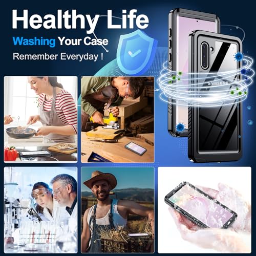 xiwxi for Samsung Galaxy Note 10 Case Waterproof,[IPX8 Underwater Case][Full Body Shockproof & Military Dropproof] Clear Sound Quality Built-in Screen Protector for Samsung Note 10 6.3 inch-Black - size: For Samsung Note 10-6.3"