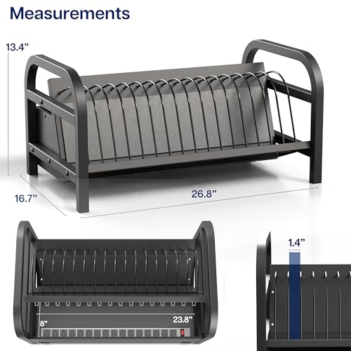 VIVO Black 16-Bay Locking Laptop Open Charging Station, STAND-LAPC3-L - size: 16-Bay + Lock