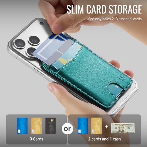 for Magsafe Wallet Magnetic Card Holder RFID Blocking, Bluish Green - color: Bluish Green