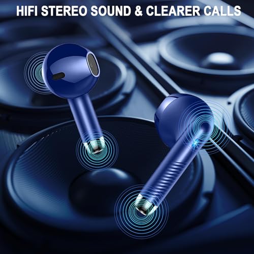 Wireless Earbuds, Bluetooth 5.4 Headphones, LED Power Display, Bass Stereo - color: Oriental Blue