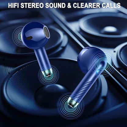 Wireless Earbuds, Bluetooth 5.4 Headphones, LED Power Display, Bass Stereo - color: Oriental Blue