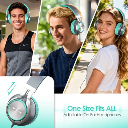 INFURTURE USB C Headphone for School & Adults Over-Ear Headphone with Mic - color: Green