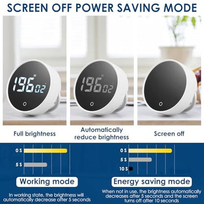 Digital Timer Magnetic Timer 200 Minute Countdown Count Up Battery Powered Magnetic Digital Upright Desk with Hidden Stand for Cooking Baking