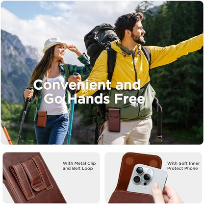 Holster for iPhone 17 Pro Max 16 Pro Max 15 Pro Max 14 Pro Max 13 Pro Max 16 Plus 15 Plus 14 Plus, Premium Leather Pouch with Belt Clip Phone Holster Belt Case, Coffee -L - color: Coffee, size: Large