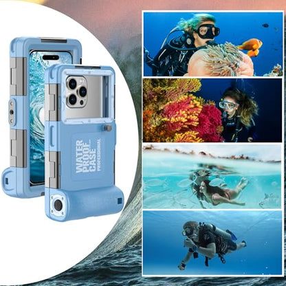 Underwater Diving Snorkeling Phone Case, Waterproof for iPhone/Samsung Blue | Universal Scuba Photo Video Housing, 15M/50ft Depth for 4.7–6.9" phones, one-touch Shooting, Blue - color: Blue