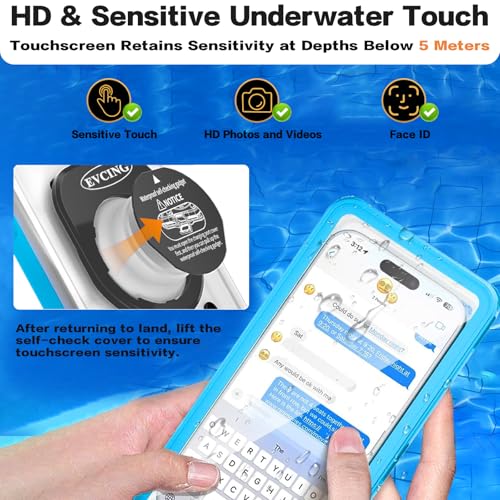 Waterproof Phone Case, Underwater Phone Cases for Snorkeling, IPX8 Diving Case, 360 Full Body Protection for iPhone 16 Pro Max/15/14/Galaxy S24, Up to 6.9 Inch, Beach Cruise Essentials (Blue) - color: Blue