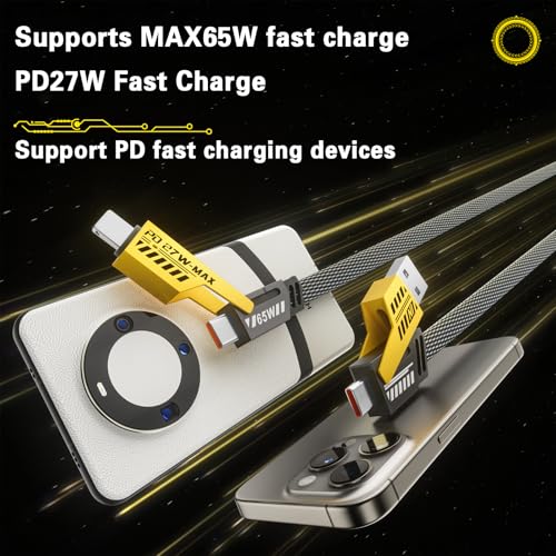 2Pcs 4 in 1 Charging Cable, USB C to L Cable, 6.6FT, USB A/C to C/L
