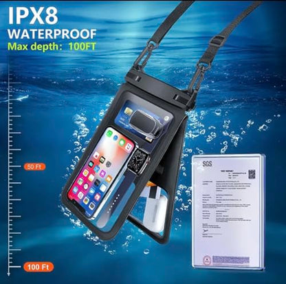 Industrial Field Cases Waterproof Phone Pouch, All Gray/Grey Pouch Cell Phone Floating Pouch with Carrying Strap (Double 7.5) - size: Double 7.5