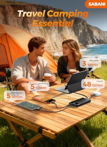 SABANI Portable Charger 35000mAh Power Bank, 4 Built in Cable Big Capacity - color: Sooty