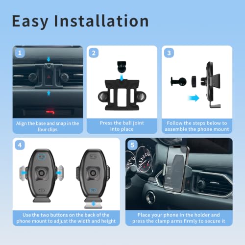 Car Phone Holder for 2017–2025 Mazda CX5 Accessories, Custom-Fit Magnetic Car Phone Mount with Strong Magnetic Hold, 360° Adjustable Phone Holder for iPhone 12–17 Series and Most Smartphones - style: Magnetic holder
