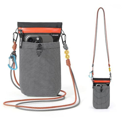 Cell Phone Bag with Strap Lightweight Crossbody Phone Purse with Nylon Lanyard Fits iPhone 12-17 for Travel Casual Walking - color: Black