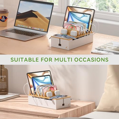 Pezin Hulin Multi Devices Charging Station - Natural +White - color: Natural+White