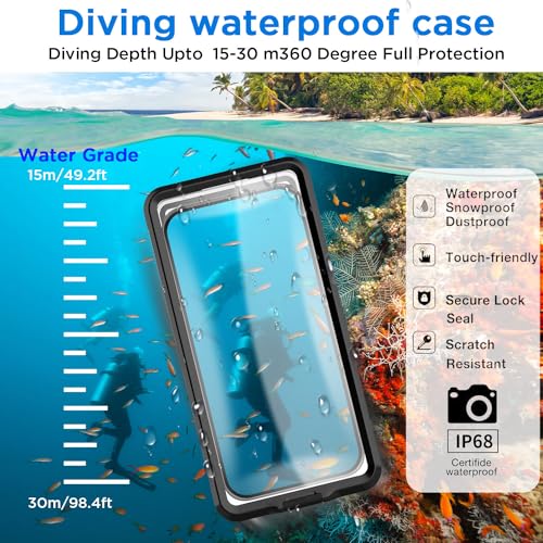 AICase Cruise Essentials 2026 Waterproof Phone Case,Universal Self-Check Function Underwater Pouch Dry Bag Beach Travel Essentials for iPhone 16e 16 15 14 13 12 11/Samsung S25/LG,Google/Xiaomi Black - size: Universal Self-Check