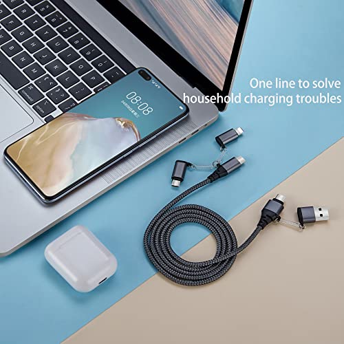 Multi USB Data Cable 1.5M, Lightning/USB C to USB C 60W 3A Charging Cable